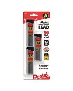 PENC25BPHB3K6 SUPER HI-POLYMER LEAD REFILLS, 0.5 MM, HB, BLACK, 30/TUBE, 3 TUBES/PACK