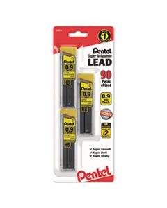 PENC29BPHB3 SUPER HI-POLYMER LEAD REFILLS, 0.9 MM, HB, BLACK, 30/TUBE, 3 TUBES/PACK