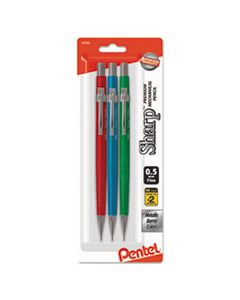 PENP205MBP3M1 SHARP MECHANICAL PENCIL, 0.5 MM, HB (#2.5), BLACK LEAD, ASSORTED BARREL COLORS, 3/PACK