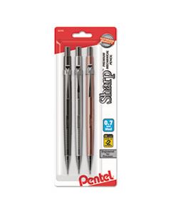 PENP207MBP3M SHARP MECHANICAL PENCIL, 0.7 MM, HB (#2.5), BLACK LEAD, ASSORTED BARREL COLORS, 3/PACK