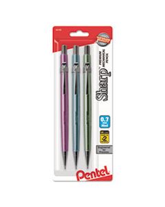 PENP207MBP3M1 SHARP MECHANICAL PENCIL, 0.7 MM, HB (#2.5), BLACK LEAD, ASSORTED BARREL COLORS, 3/PACK