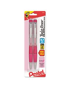 PENPD277TBP2PBC TWIST-ERASE CLICK MECHANICAL PENCIL, 0.7 MM, HB (#2.5), BLACK LEAD, PINK BARREL, 2/PACK