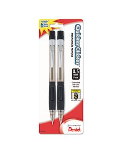 PENPD345BP2K6 QUICKER CLICKER MECHANICAL PENCIL, 0.5 MM, HB (#2.5), BLACK LEAD, SMOKE BARREL, 2/PACK