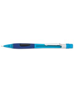 PENPD345TC QUICKER CLICKER MECHANICAL PENCIL, 0.5 MM, HB (#2.5), BLACK LEAD, TRANSPARENT BLUE BARREL