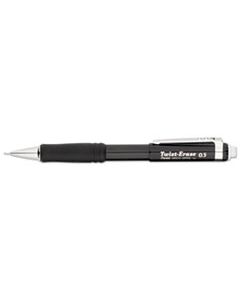 PENQE515A TWIST-ERASE III MECHANICAL PENCIL, 0.5 MM, HB (#2.5), BLACK LEAD, BLACK BARREL