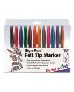 PENS52012 SIGN PEN COLOR MARKER, EXTRA-FINE BULLET TIP, ASSORTED COLORS, 12/SET
