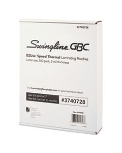 GBC3740728 EZUSE THERMAL LAMINATING POUCHES, 5 MIL, 9" X 11.5", GLOSS CLEAR, 200/PACK