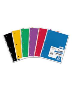MEA73063 SPIRAL NOTEBOOK, 1 SUBJECT, WIDE/LEGAL RULE, ASSORTED COLOR COVERS, 10.5 X 8, 70 SHEETS, 6/PACK