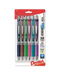 PENBL77BP6M1 ENERGEL RTX RETRACTABLE GEL PEN, MEDIUM 0.7MM, ASSORTED INK/BARREL, 6/PACK