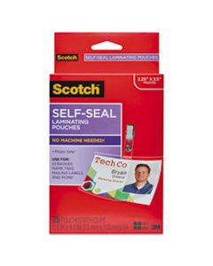 MMMLS852G SELF-SEALING LAMINATING POUCHES, 12.5 MIL, 2.31" X 4.06", GLOSS CLEAR, 25/PACK