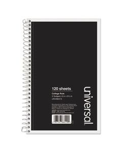 UNV66410 WIREBOUND NOTEBOOK, 3 SUBJECTS, MEDIUM/COLLEGE RULE, BLACK COVER, 9.5 X 6, 120 SHEETS