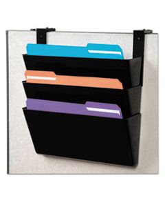 DEF73504 DOCUPOCKET STACKABLE THREE-POCKET PARTITION WALL FILE, LETTER, 13 X 4 X 7, BLACK