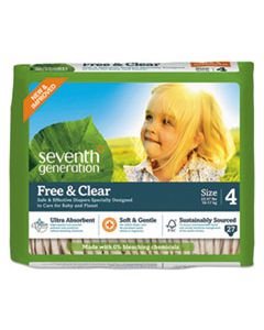SEV44063PK FREE AND CLEAR BABY DIAPERS, SIZE 4, 22 LBS TO 32 LBS, 27/PACK