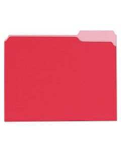 UNV10503 DELUXE COLORED TOP TAB FILE FOLDERS, 1/3-CUT TABS, LETTER SIZE, RED/LIGHT RED, 100/BOX