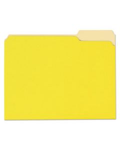 UNV10504 DELUXE COLORED TOP TAB FILE FOLDERS, 1/3-CUT TABS, LETTER SIZE, YELLOWITH LIGHT YELLOW, 100/BOX