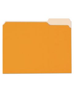 UNV10507 DELUXE COLORED TOP TAB FILE FOLDERS, 1/3-CUT TABS, LETTER SIZE, ORANGE/LIGHT ORANGE, 100/BOX