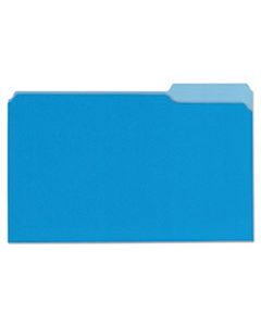 UNV10521 DELUXE COLORED TOP TAB FILE FOLDERS, 1/3-CUT TABS, LEGAL SIZE, BLUE/LIGHT BLUE, 100/BOX
