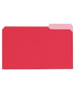 UNV10523 DELUXE COLORED TOP TAB FILE FOLDERS, 1/3-CUT TABS, LEGAL SIZE, RED/LIGHT RED, 100/BOX