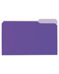 UNV10525 DELUXE COLORED TOP TAB FILE FOLDERS, 1/3-CUT TABS, LEGAL SIZE, VIOLET/LIGHT VIOLET, 100/BOX