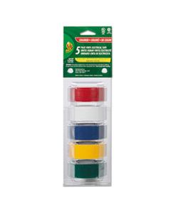 DUC280303 DUCK BRAND ELECTRICAL TAPE, 1" CORE, 0.75" X 12 FT, ASSORTED COLORS, 5/PACK