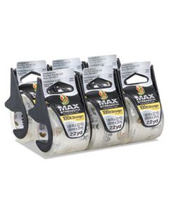 DUC284983 MAX PACKAGING TAPE WITH DISPENSER, 1.5" CORE, 1.88"X 22 YDS, CRYSTAL CLEAR, 6/PACK