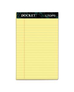 TOP63350 DOCKET RULED PERFORATED PADS, NARROW RULE, 5 X 8, CANARY, 50 SHEETS, 12/PACK