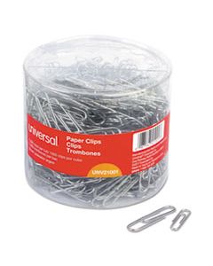 UNV21001 PLASTIC-COATED PAPER CLIPS, ASSORTED SIZES, SILVER, 1,000/PACK