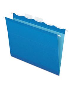 PFX42622 READY-TAB COLORED REINFORCED HANGING FOLDERS, LETTER SIZE, 1/5-CUT TAB, BLUE, 25/BOX