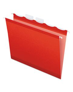 PFX42623 READY-TAB COLORED REINFORCED HANGING FOLDERS, LETTER SIZE, 1/5-CUT TAB, RED, 25/BOX