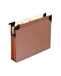 PFX45422 PREMIUM EXPANDING HANGING FILE POCKETS WITH SWING HOOKS AND DIVIDERS, LETTER SIZE, 1/5-CUT TAB, BROWN, 5/BOX