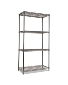 ALESW503618BA WIRE SHELVING STARTER KIT, FOUR-SHELF, 36W X 18D X 72H, BLACK ANTHRACITE