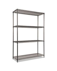 ALESW504818BA WIRE SHELVING STARTER KIT, FOUR-SHELF, 48W X 18D X 72H, BLACK ANTHRACITE