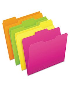 PFX40523 GLOW FILE FOLDERS, 1/3-CUT TABS, LETTER SIZE, ASSORTED, 24/PACK