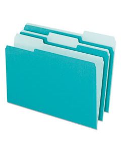 PFX421013AQU INTERIOR FILE FOLDERS, 1/3-CUT TABS, LETTER SIZE, AQUA, 100/BOX