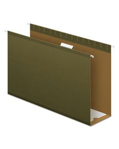 PFX4153X4 EXTRA CAPACITY REINFORCED HANGING FILE FOLDERS WITH BOX BOTTOM, LEGAL SIZE, 1/5-CUT TAB, STANDARD GREEN, 25/BOX