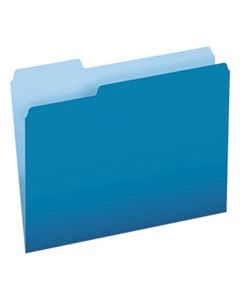 PFX15213BLU COLORED FILE FOLDERS, 1/3-CUT TABS, LETTER SIZE, BLUE/LIGHT BLUE, 100/BOX