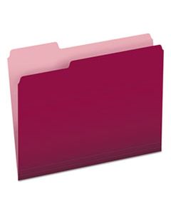 PFX15213BUR COLORED FILE FOLDERS, 1/3-CUT TABS, LETTER SIZE, BURGUNDY/LIGHT BURGUNDY, 100/BOX