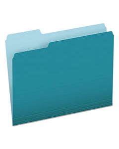 PFX15213TEA COLORED FILE FOLDERS, 1/3-CUT TABS, LETTER SIZE, TEAL/LIGHT TEAL, 100/BOX