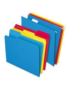 PFX16157 COMBO FILING KIT, LETTER SIZE, 1/3-CUT FILE FOLDERS, 1/5-CUT HANGING FILE FOLDERS, ASSORTED, 12 SETS