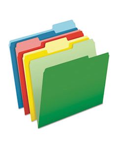 PFX48434 CUTLESS/WATERSHED FILE FOLDERS, 1/3-CUT TABS, LETTER SIZE, ASSORTED, 100/BOX