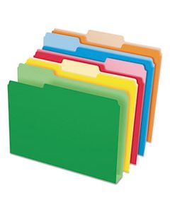 PFX54460 DOUBLE STUFF FILE FOLDERS, 1/3-CUT TABS, LETTER SIZE, ASSORTED, 50/PACK