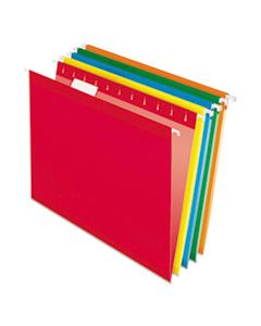 PFX415215ASST COLORED REINFORCED HANGING FOLDERS, LETTER SIZE, 1/5-CUT TAB, ASSORTED, 25/BOX
