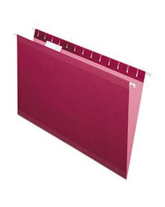 PFX415315BUR COLORED REINFORCED HANGING FOLDERS, LEGAL SIZE, 1/5-CUT TAB, BURGUNDY, 25/BOX