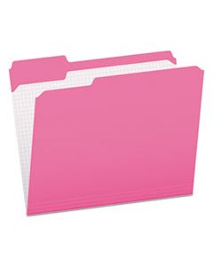 PFXR15213PIN DOUBLE-PLY REINFORCED TOP TAB COLORED FILE FOLDERS, 1/3-CUT TABS, LETTER SIZE, PINK, 100/BOX