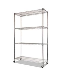 ALESW604818SR NSF CERTIFIED 4-SHELF WIRE SHELVING KIT WITH CASTERS, 48W X 18D X 72H, SILVER