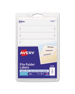 AVE5230 REMOVABLE FILE FOLDER LABELS WITH SURE FEED TECHNOLOGY, 0.66 X 3.44, WHITE, 7/SHEET, 36 SHEETS/PACK