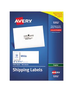 AVE5352 COPIER MAILING LABELS, COPIERS, 2 X 4.25, WHITE, 10/SHEET, 100 SHEETS/BOX