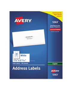 AVE5363 COPIER MAILING LABELS, COPIERS, 1.38 X 2.81, WHITE, 24/SHEET, 100 SHEETS/BOX