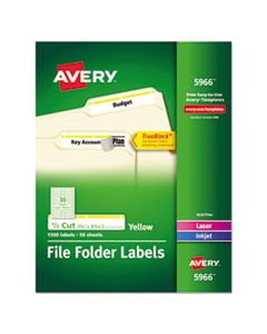 AVE5966 PERMANENT TRUEBLOCK FILE FOLDER LABELS WITH SURE FEED TECHNOLOGY, 0.66 X 3.44, WHITE, 30/SHEET, 50 SHEETS/BOX
