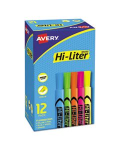 AVE98034 HI-LITER DESK-STYLE HIGHLIGHTERS, CHISEL TIP, ASSORTED COLORS, DOZEN